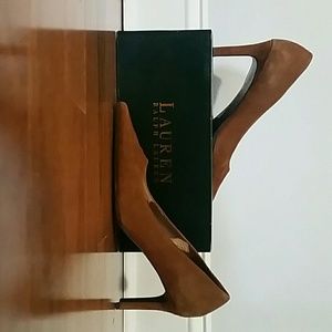 Brown Suede Ralph Lauren pointed toe heels